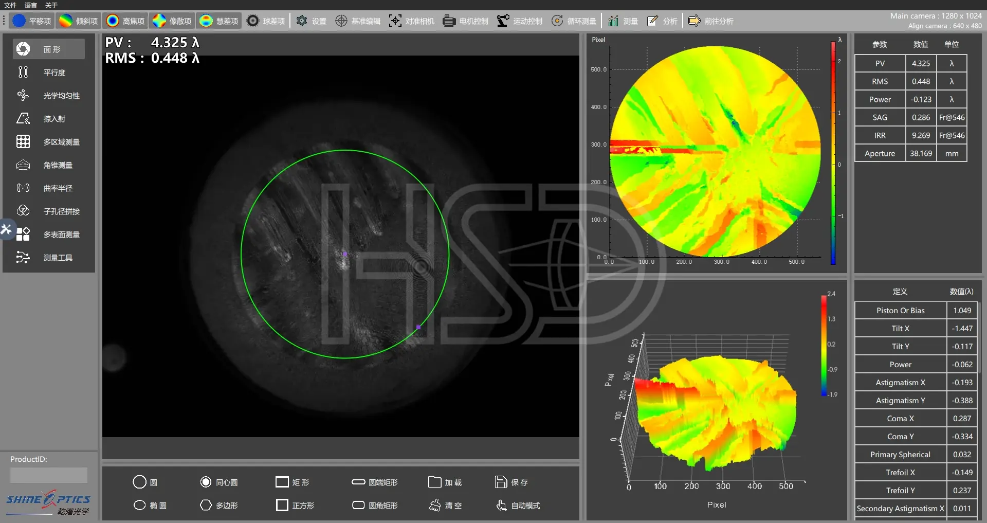 Spoke defect surface map PV 4.325λ, Ø38.17 mm